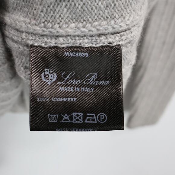 Loro Piana 100% Cashmere Rib Knit Belted Turtleneck Sweater Grey Size 38 Italy - Picture 9 of 10